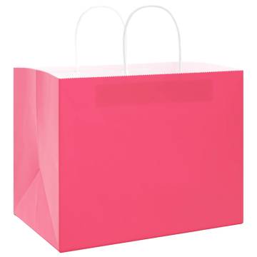 Pink Paper Bags with Handles - 50 pcs | Eco-Friendly Solution