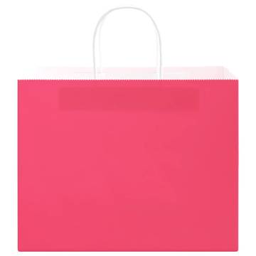 Pink Paper Bags with Handles - 50 pcs | Eco-Friendly Solution