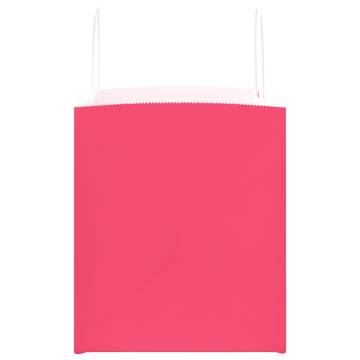 Pink Paper Bags with Handles - 50 pcs | Eco-Friendly Solution