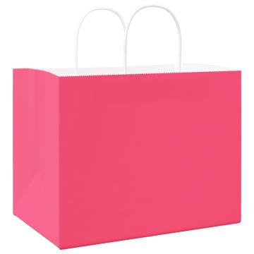 Pink Paper Bags with Handles - 50 pcs | Eco-Friendly Solution