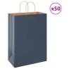 Blue Paper Bags with Handles - 50 pcs | Hipo Market