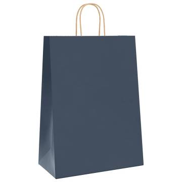 Blue Paper Bags with Handles - 50 pcs | Hipo Market