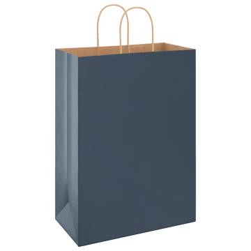 Blue Paper Bags with Handles - 50 pcs | Hipo Market