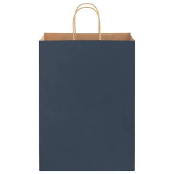 Blue Paper Bags with Handles - 50 pcs | Hipo Market