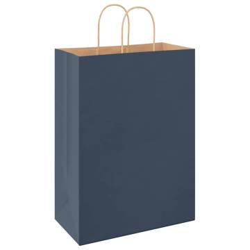 Blue Paper Bags with Handles - 50 pcs | Hipo Market