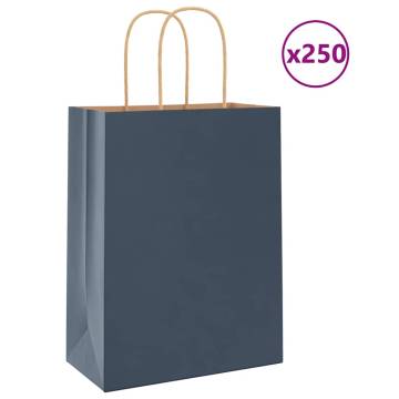 Paper Bags 250 pcs Blue 21x11x28 cm - Eco-Friendly & Durable