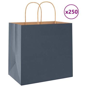 Blue Paper Bags with Handles - 250 pcs | Sustainable Packaging