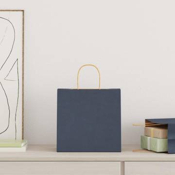 Blue Paper Bags with Handles - 250 pcs | Sustainable Packaging