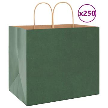 Eco-Friendly Green Paper Bags - 250 pcs with Handles