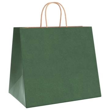 Eco-Friendly Green Paper Bags - 250 pcs with Handles