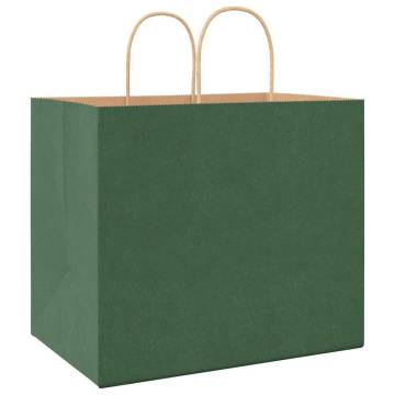 Eco-Friendly Green Paper Bags - 250 pcs with Handles