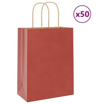 Red Paper Bags with Handles - 50 pcs | Sustainable Packaging