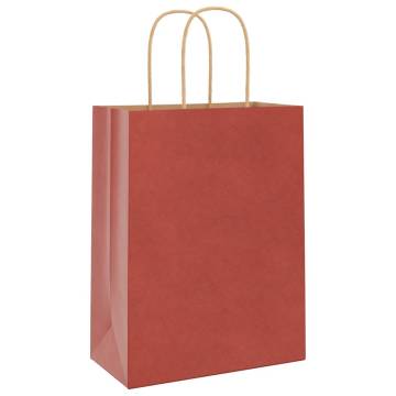 Red Paper Bags with Handles - 50 pcs | Sustainable Packaging