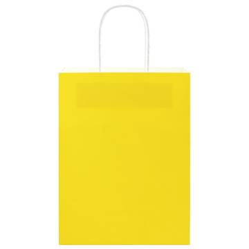 50 Yellow Paper Bags with Handles - Eco-Friendly & Durable