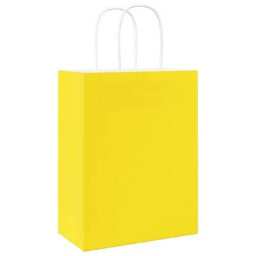 50 Yellow Paper Bags with Handles - Eco-Friendly & Durable