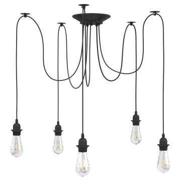 Vintage Pendant Lamp with 5 E27 Holders - Black Metal | Hipomarket