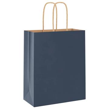 Durable Blue Paper Bags with Handles - 50 pcs | HipoMarket UK