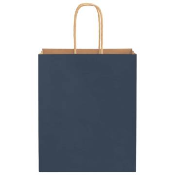 Durable Blue Paper Bags with Handles - 50 pcs | HipoMarket UK