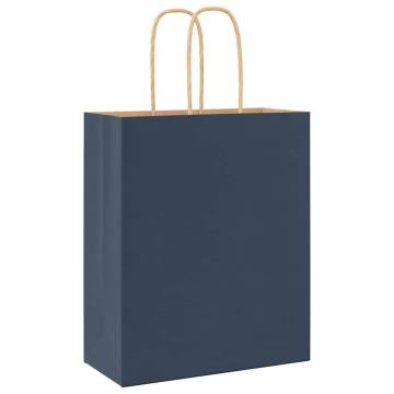 Durable Blue Paper Bags with Handles - 50 pcs | HipoMarket UK