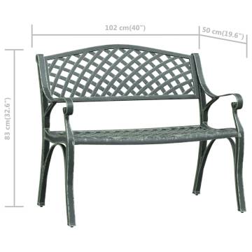 Stylish 102 cm Green Cast Aluminium Garden Bench