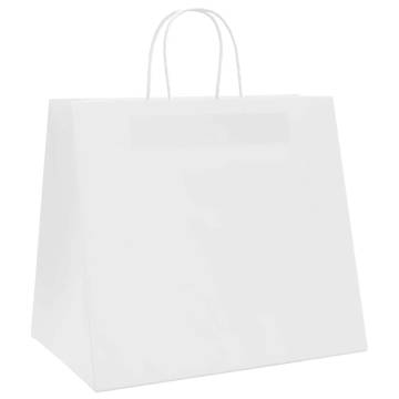 Eco-Friendly White Paper Bags with Handles - 50 Pcs