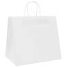 Eco-Friendly White Paper Bags with Handles - 50 Pcs