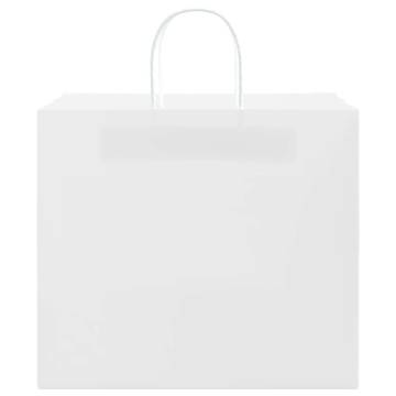 Eco-Friendly White Paper Bags with Handles - 50 Pcs