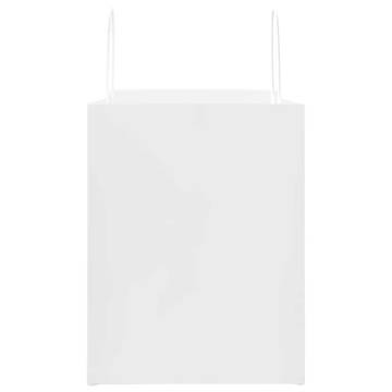 Eco-Friendly White Paper Bags with Handles - 50 Pcs