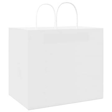 Eco-Friendly White Paper Bags with Handles - 50 Pcs