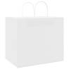 Eco-Friendly White Paper Bags with Handles - 50 Pcs