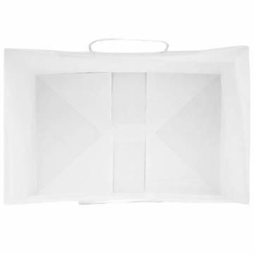 Eco-Friendly White Paper Bags with Handles - 50 Pcs