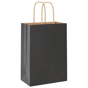 50 Pcs Black Paper Bags with Handles - Eco-Friendly Solution