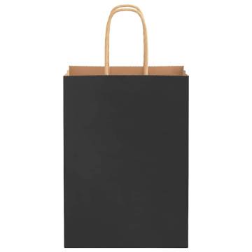 50 Pcs Black Paper Bags with Handles - Eco-Friendly Solution