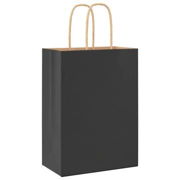 50 Pcs Black Paper Bags with Handles - Eco-Friendly Solution