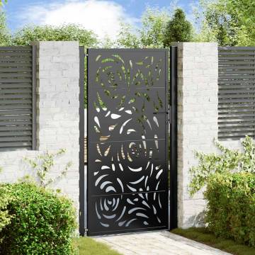 Garden Gate Black 105x180 cm Steel Flame Design | HipoMarket