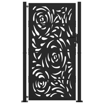 Garden Gate Black 105x180 cm Steel Flame Design | HipoMarket