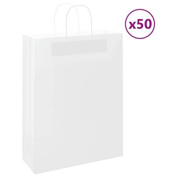 Buy 50 White Paper Bags with Handles - Eco-Friendly & Versatile