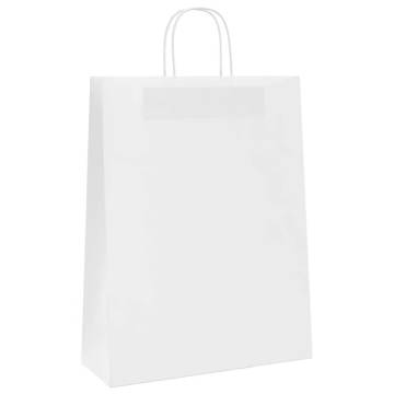 Buy 50 White Paper Bags with Handles - Eco-Friendly & Versatile