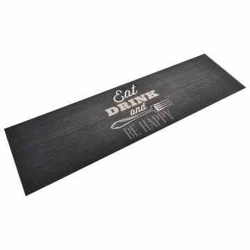 Washable Black Kitchen Rug 45x150 cm | Soft Velvet Design