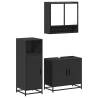 3 Piece Bathroom Furniture Set - Stylish Black Engineered Wood