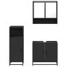 3 Piece Bathroom Furniture Set - Stylish Black Engineered Wood