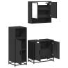 3 Piece Bathroom Furniture Set - Stylish Black Engineered Wood