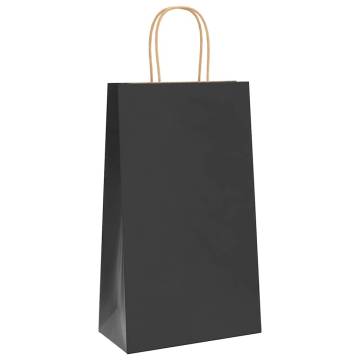 Sustainable Black Paper Bags with Handles - 50 pcs