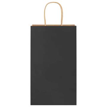 Sustainable Black Paper Bags with Handles - 50 pcs