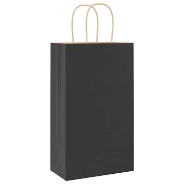 Sustainable Black Paper Bags with Handles - 50 pcs