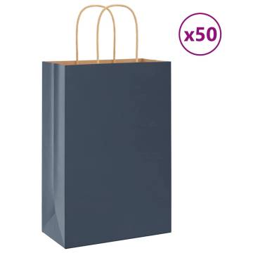 Paper Bags 50 pcs with Handles Blue - Eco-Friendly & Durable