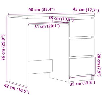 Elegant Old Wood Desk 90x45 cm | Durable Engineered Wood