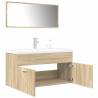  3 Piece Bathroom Furniture Set Sonoma Oak Engineered Wood Colour sonoma oak Size 90 x 38.5 x 46 cm Number of 1 