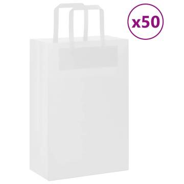 White Paper Bags with Handles - 50 Pcs | Durable & Eco-friendly