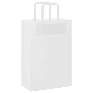 White Paper Bags with Handles - 50 Pcs | Durable & Eco-friendly